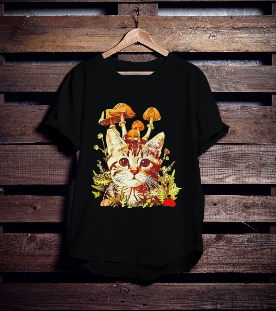 Blooming At My Own Pace Cat With Mushrooms T-Shirt