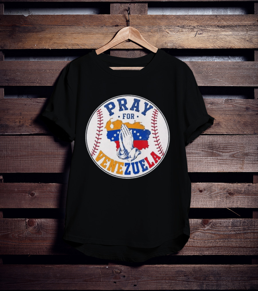 Pray For Venezuela Baseball Map Hands T-Shirt