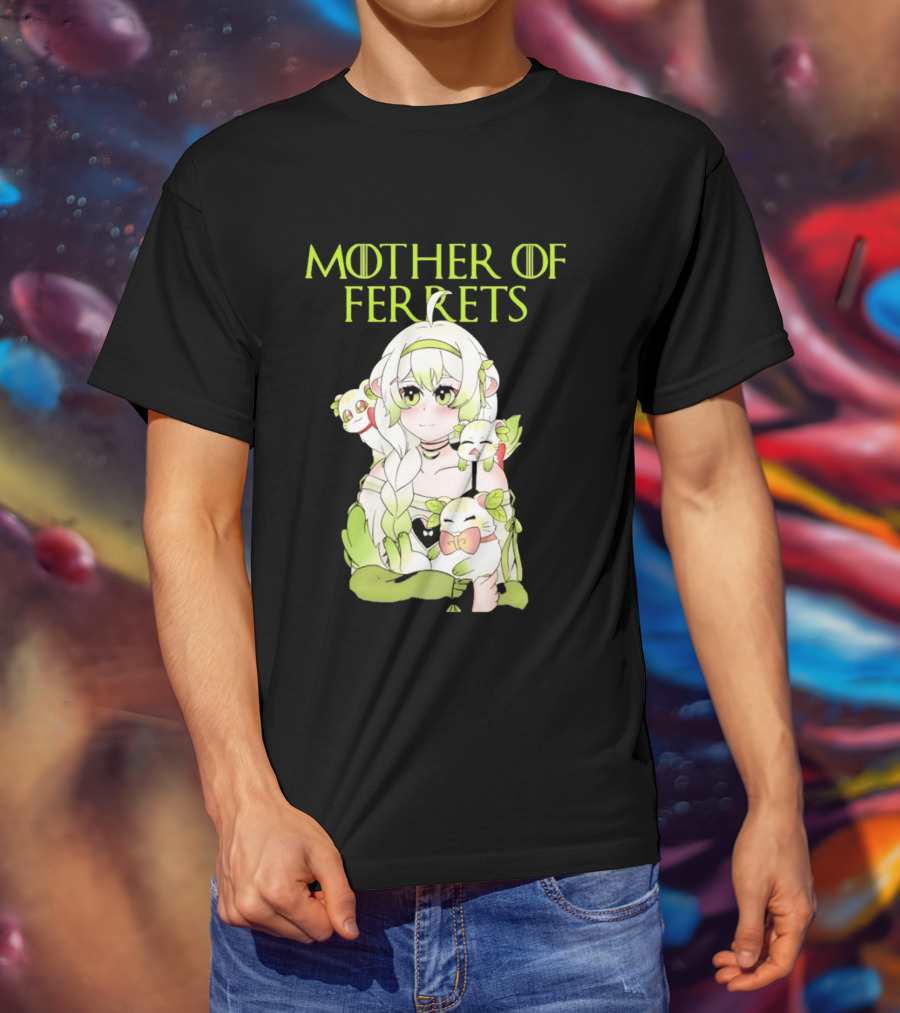 Mother Of Ferrets Anime Girl Ferret Lover Cute Kawaii T-Shirt