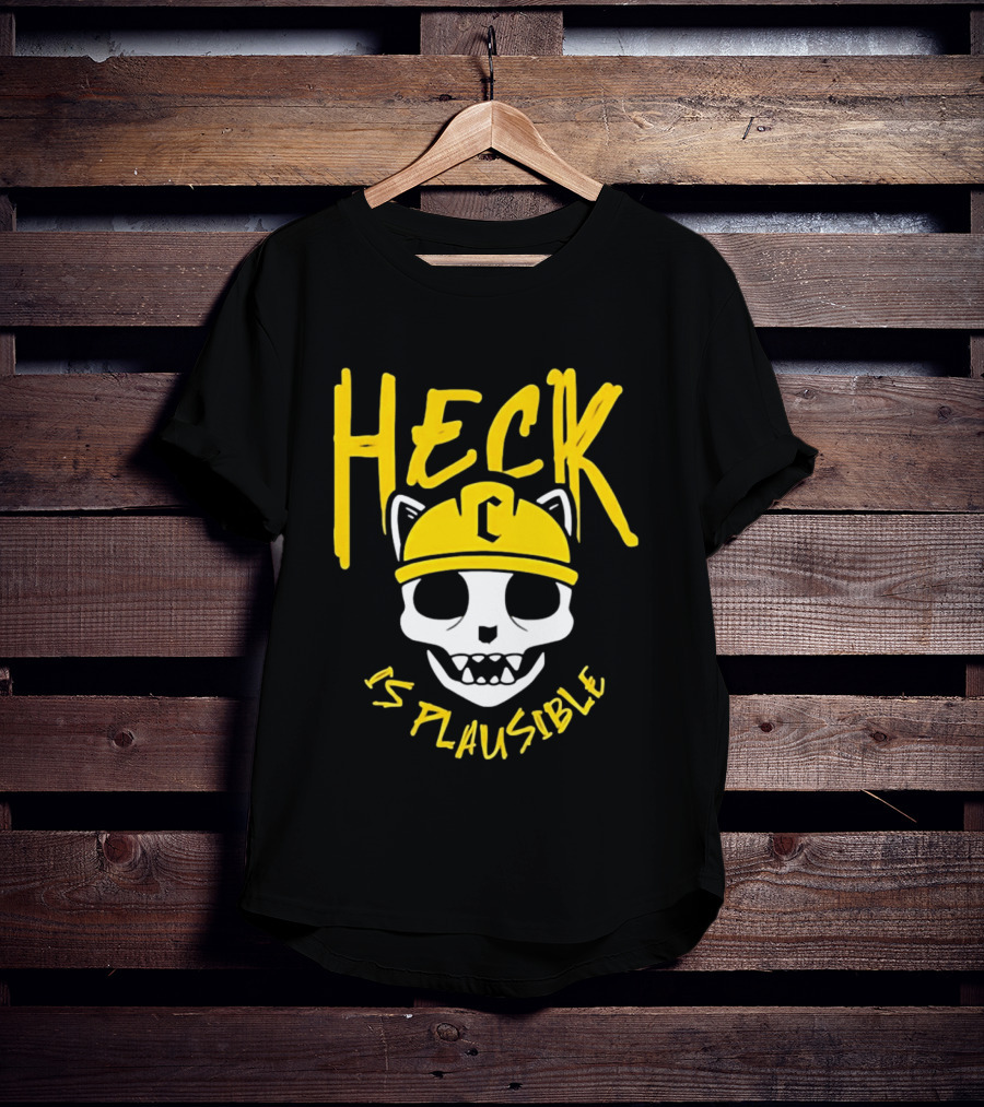 Heck Is Plausible Cat Skull Construction Helmet T-Shirt