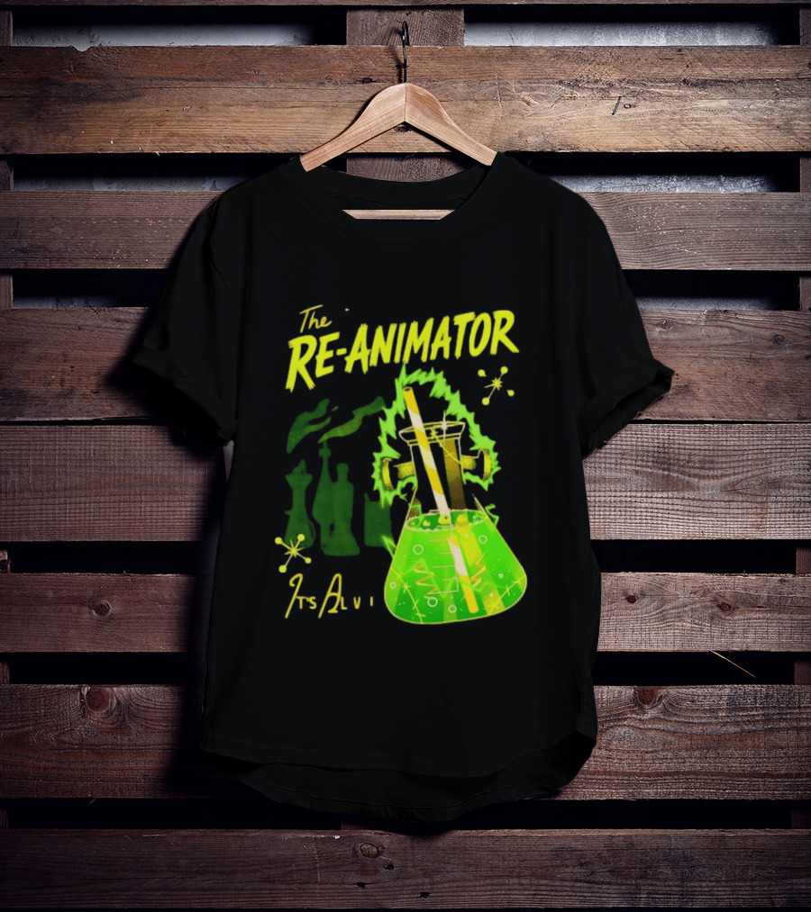 The Re Animator It's Alive Green Lab Flask Horror Film T-Shirt