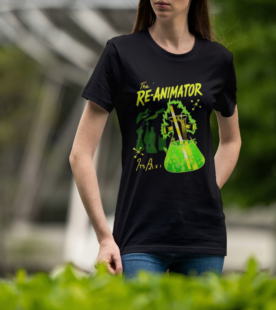 The Re Animator It's Alive Green Lab Flask Horror Film T-Shirt