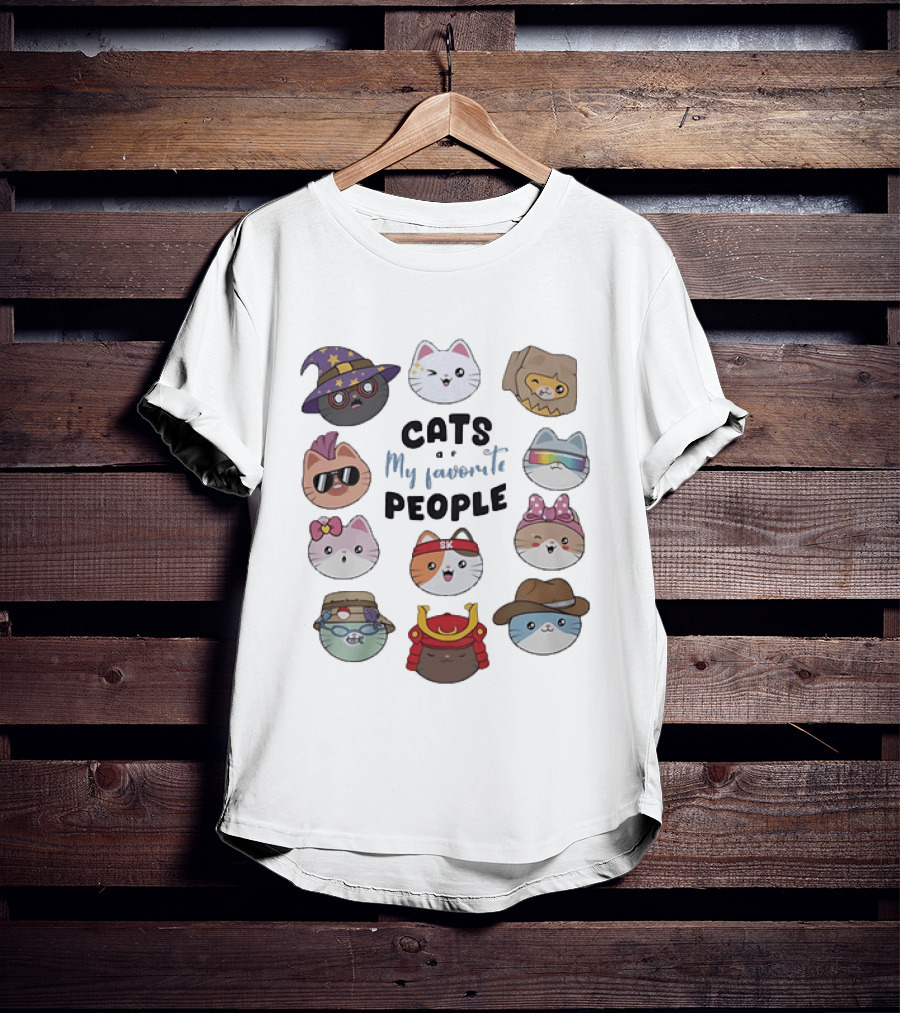 Cats Are My Favorite People Cute Wizard Ninja Cowboy Kawaii Kittens T-Shirt