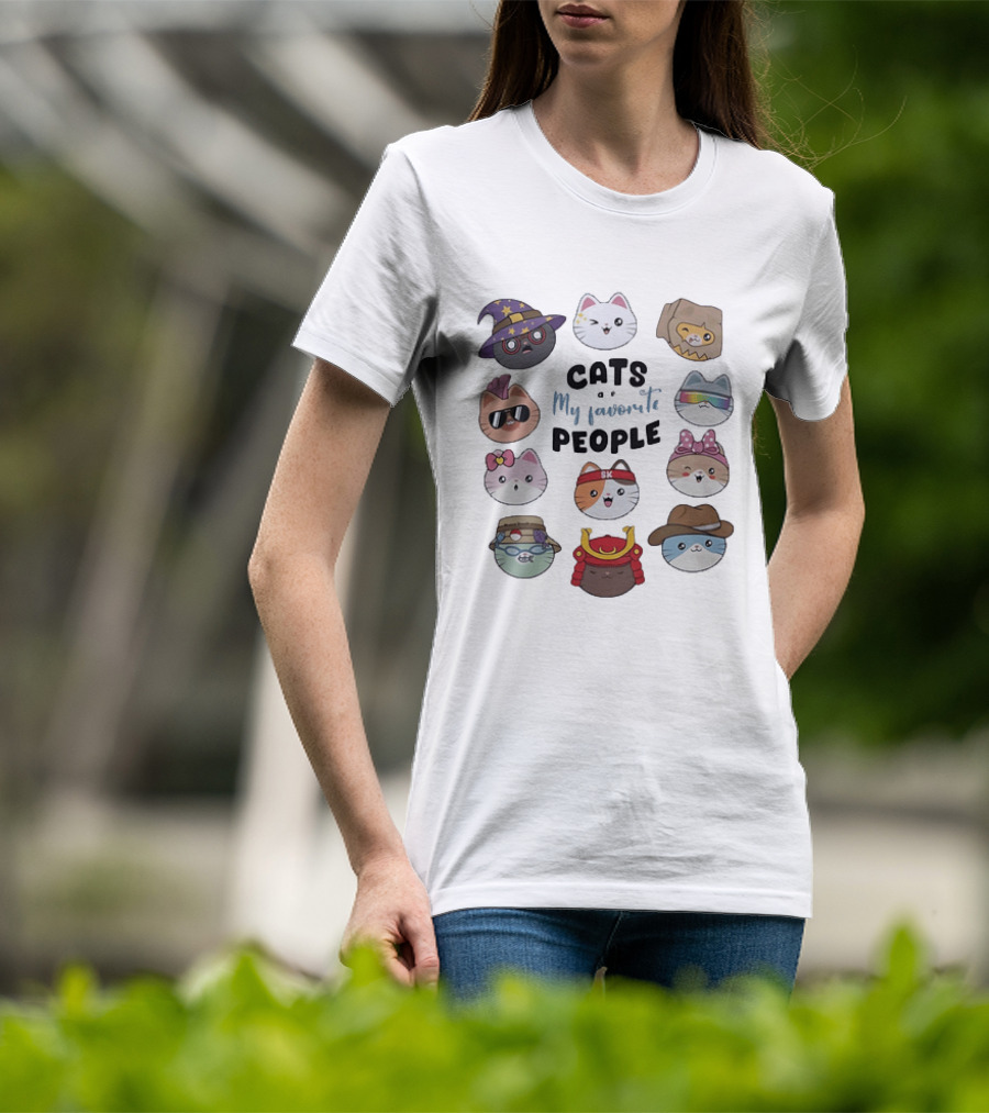 Cats Are My Favorite People Cute Wizard Ninja Cowboy Kawaii Kittens T-Shirt