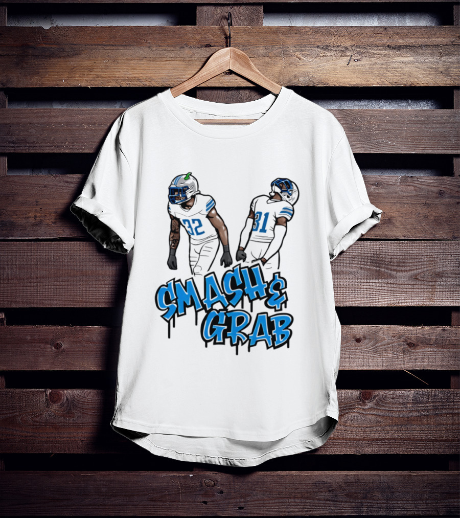 Detroit Lions Smash And Grab Football Players 32 And 31 Sports Fan Gear T-Shirt