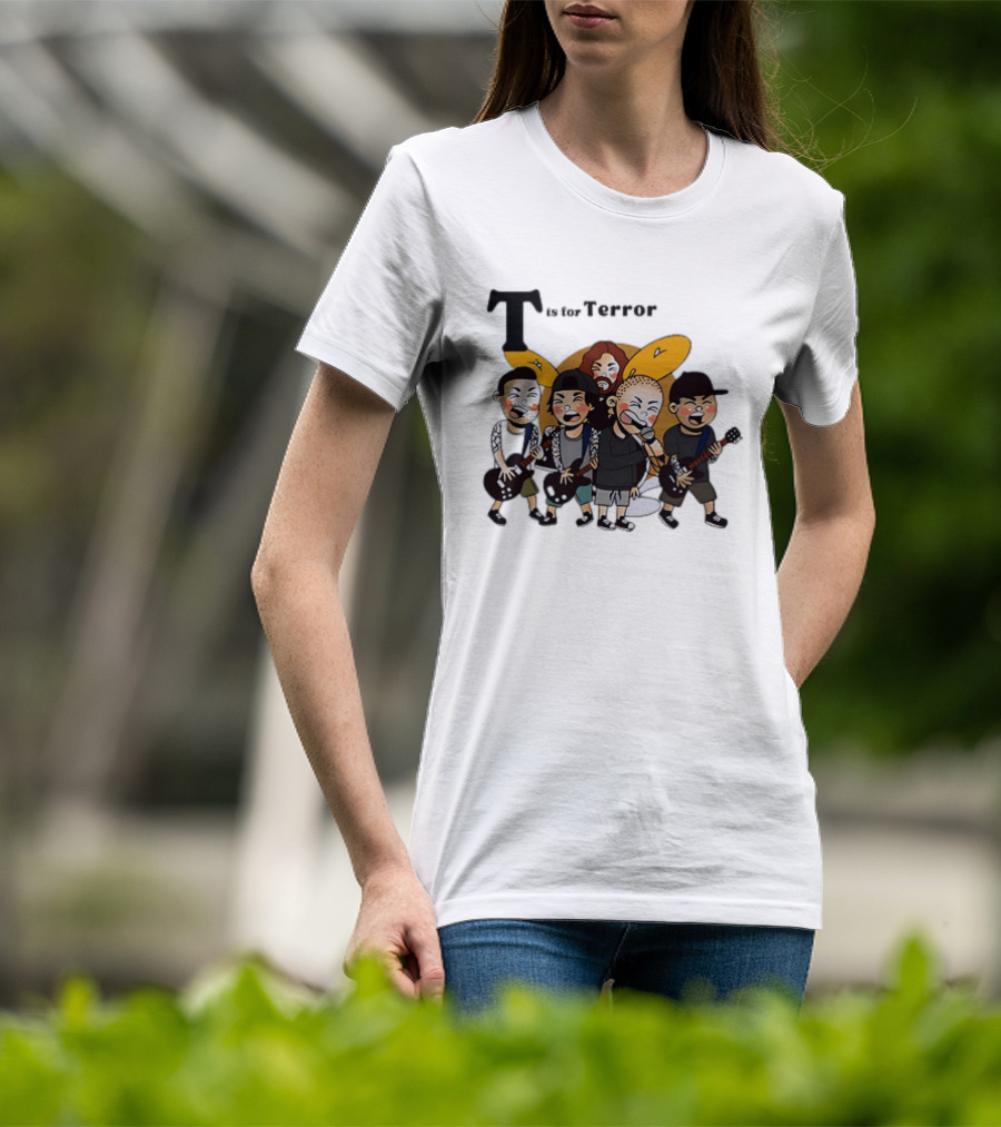 T Is For Terror Cartoon Punk Rock Band Music T-Shirt