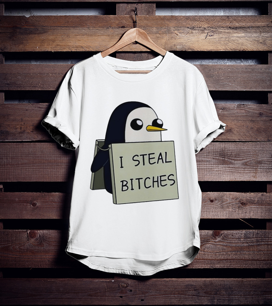 Gunter The Penguin I Steal Bitches Adventure Time Iconic Character Humor T-Shirt