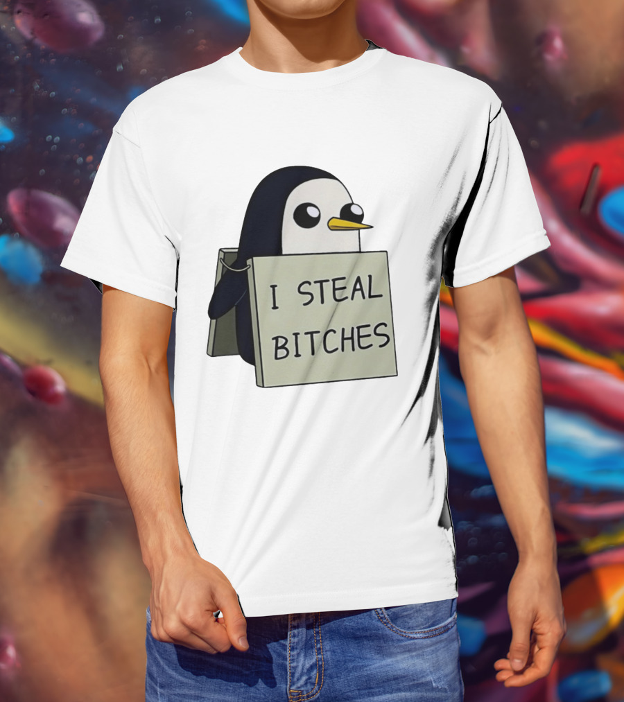 Gunter The Penguin I Steal Bitches Adventure Time Iconic Character Humor T-Shirt