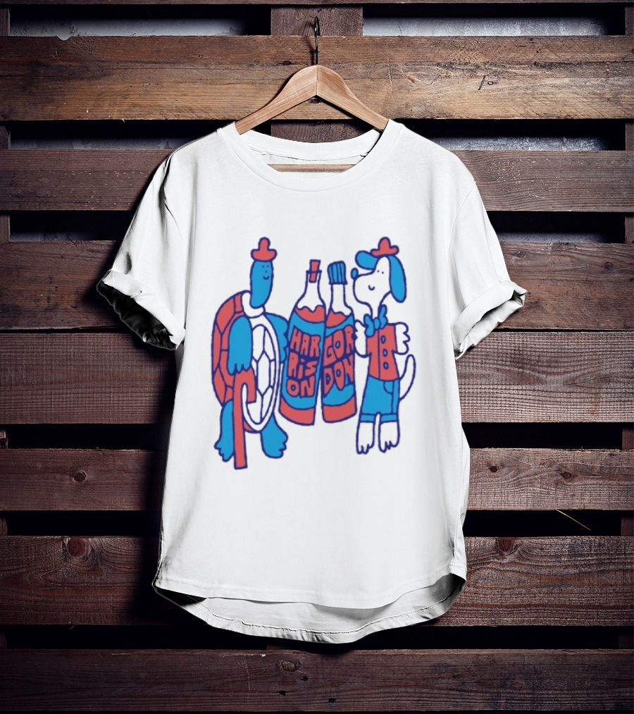 Harrison Gordon Honey TV Turtle Dog Duo With Bottles T-Shirt