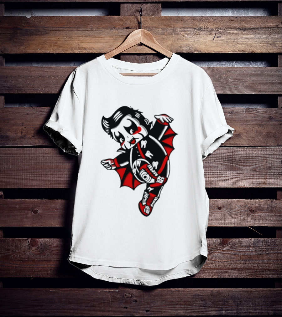 Little Vampire Kewpie Doll With Wings Teeth And Red Details T-Shirt