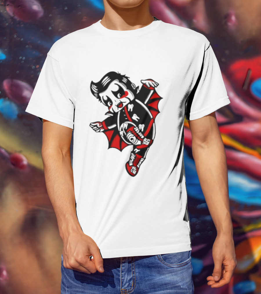 Little Vampire Kewpie Doll With Wings Teeth And Red Details T-Shirt