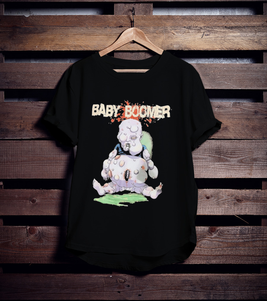 Baby Boomer Zombie Mutant Infant Horror Creepy Cartoon Character Rugged T-Shirt