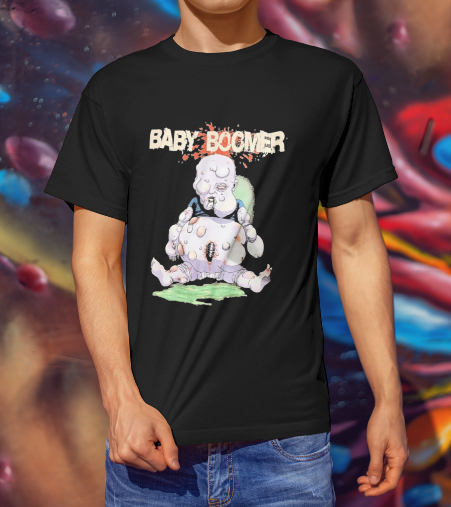 Baby Boomer Zombie Mutant Infant Horror Creepy Cartoon Character Rugged T-Shirt