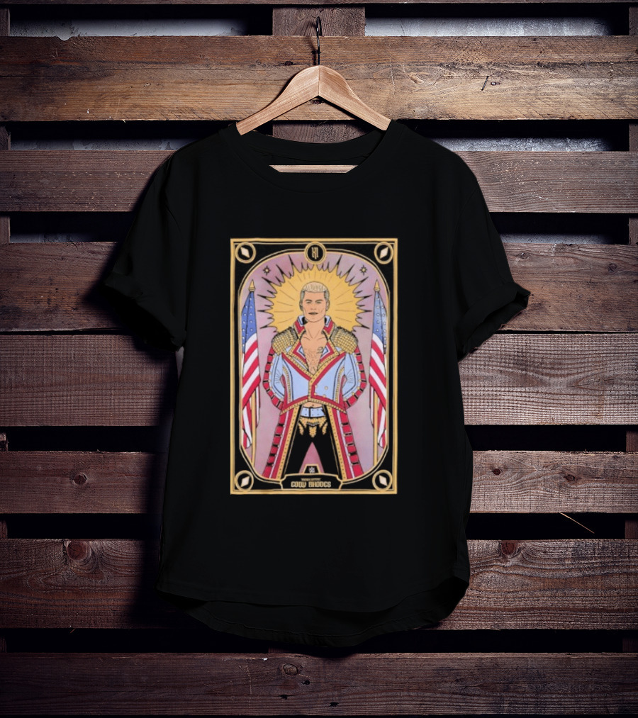 Cody Rhodes WWE Tarot Card With American Flags And Sunburst T-Shirt