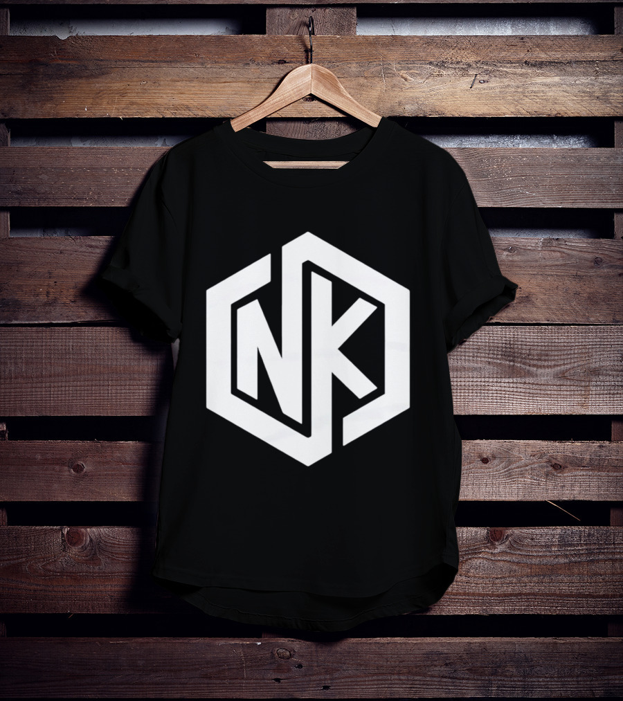 NK Minimalist Hexagon Symbol White Marble Effect T-Shirt