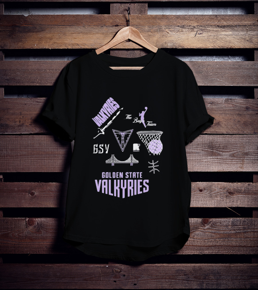 Golden State Valkyries The Bay's Team Basketball Collage GSV Bridge Sword T-Shirt