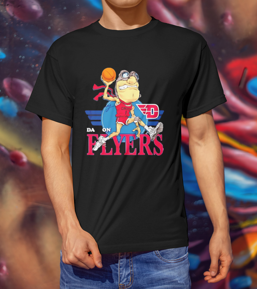 Dayton Flyers Rudy Dunking Basketball Cartoon T-Shirt