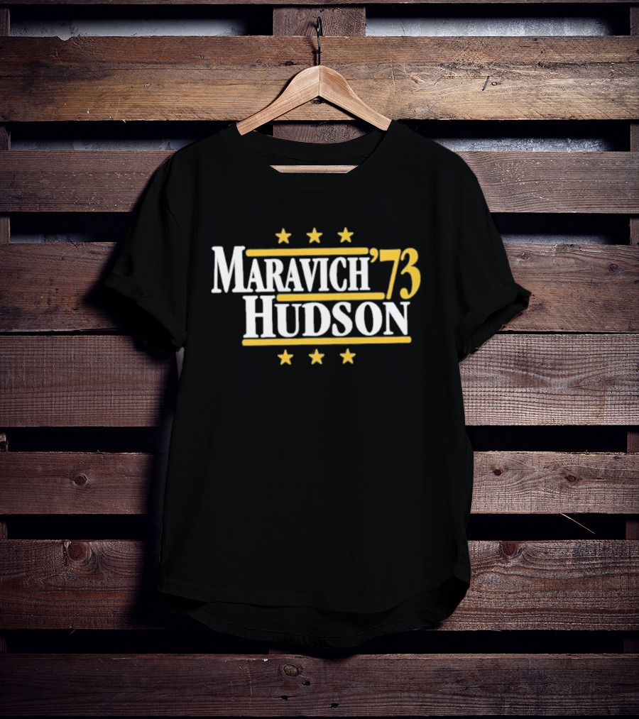 Maravich Hudson 1973 Atlanta Hawks Basketball Stars T-Shirt