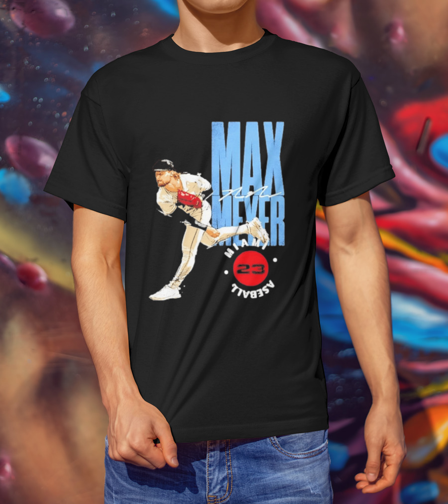 Max Meyer Miami Marlins Baseball 23 Stamp T-Shirt