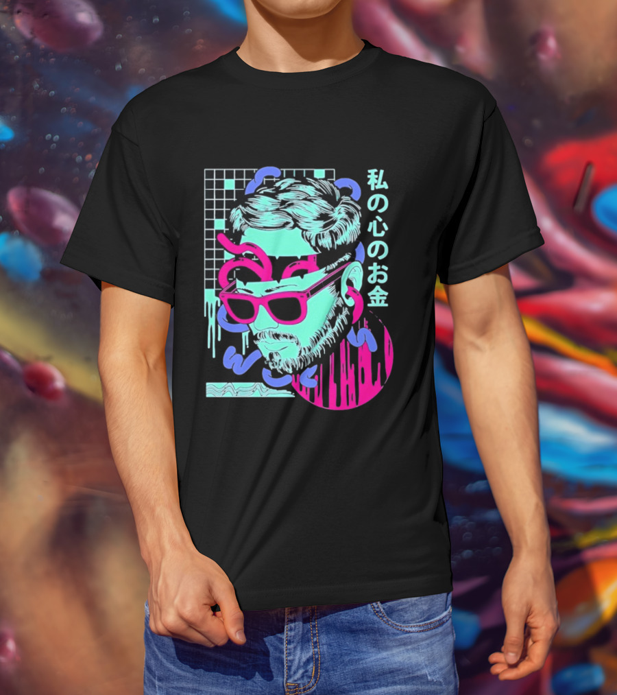 Vaporwave Aesthetic Japanese Cyberpunk Sunglasses Drip Grid T-Shirt