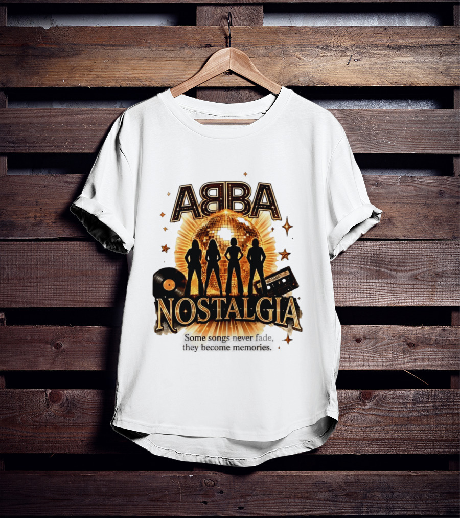 ABBA Nostalgia Some Songs Never Fade Memories Disco Vinyl Cassette T-Shirt
