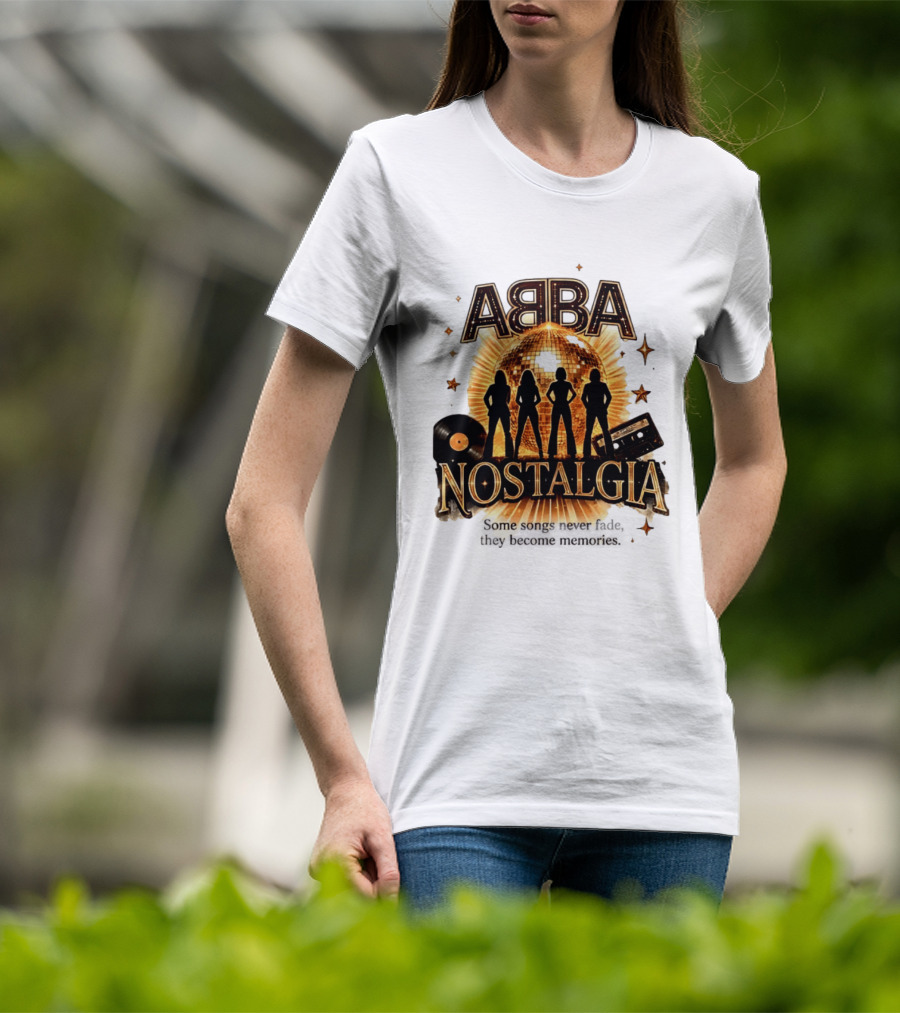 ABBA Nostalgia Some Songs Never Fade Memories Disco Vinyl Cassette T-Shirt