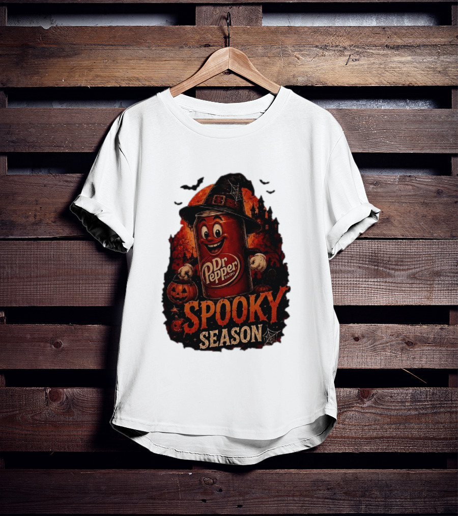 Dr Pepper Halloween Witch Can Spooky Season With Jack O' Lantern And Bats T-Shirt