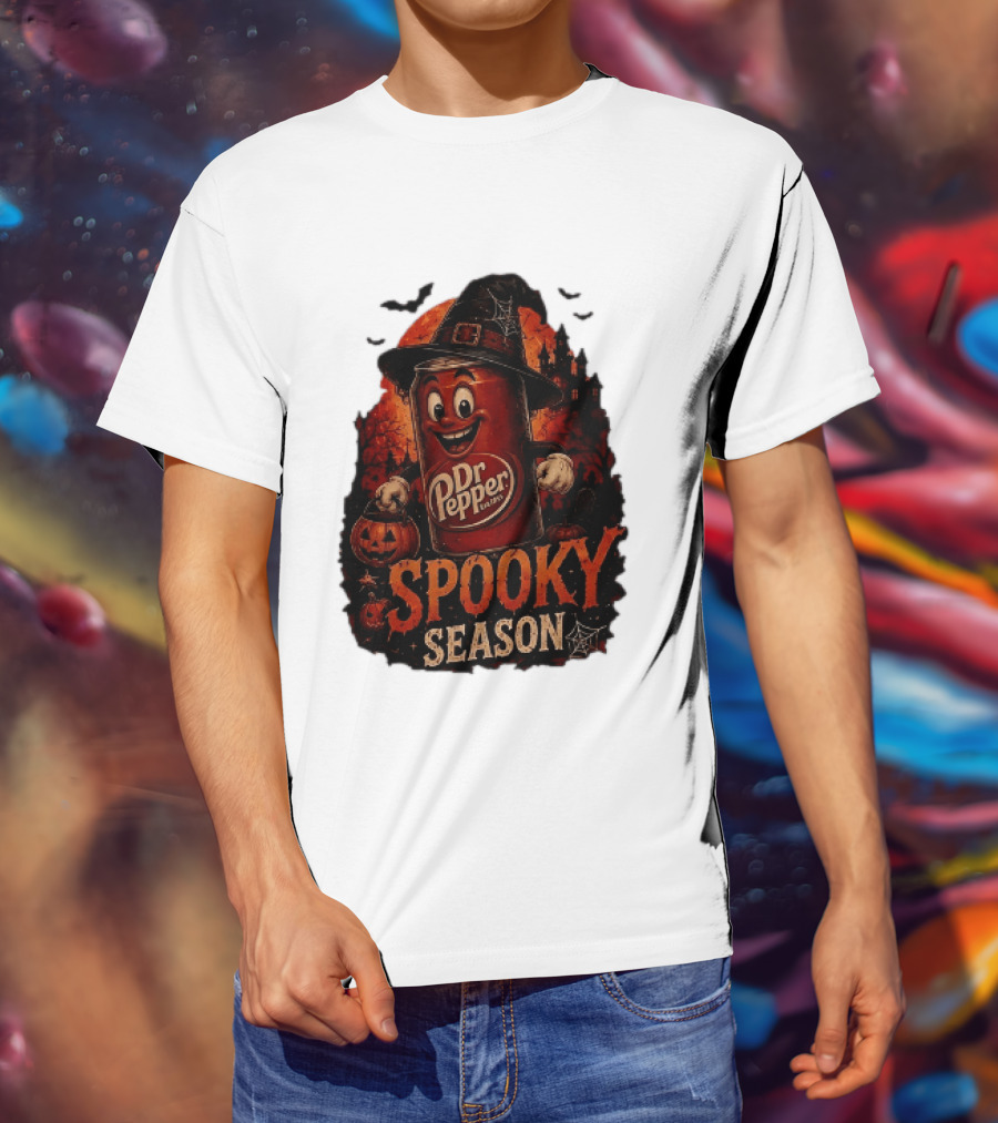 Dr Pepper Halloween Witch Can Spooky Season With Jack O' Lantern And Bats T-Shirt