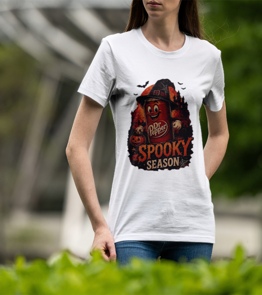 Dr Pepper Halloween Witch Can Spooky Season With Jack O' Lantern And Bats T-Shirt