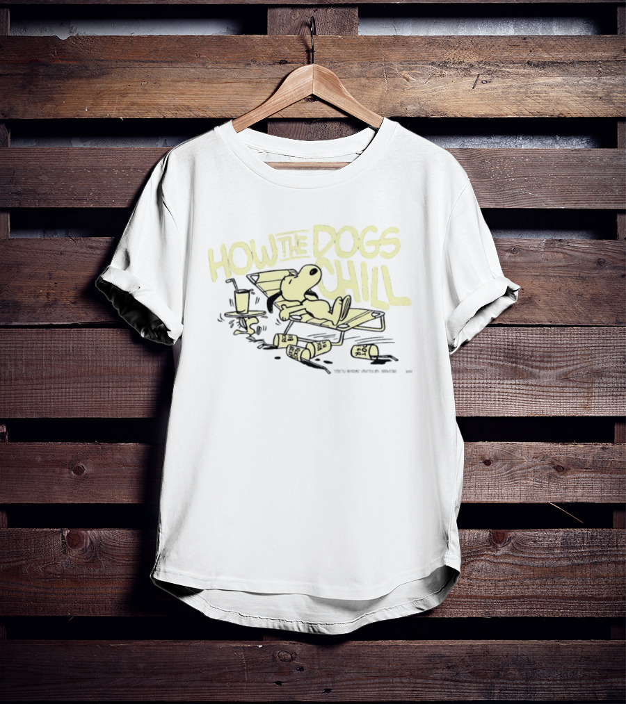 Snoopy Woodstock Peanuts How The Dogs Chill Root Beer Relaxation T-Shirt