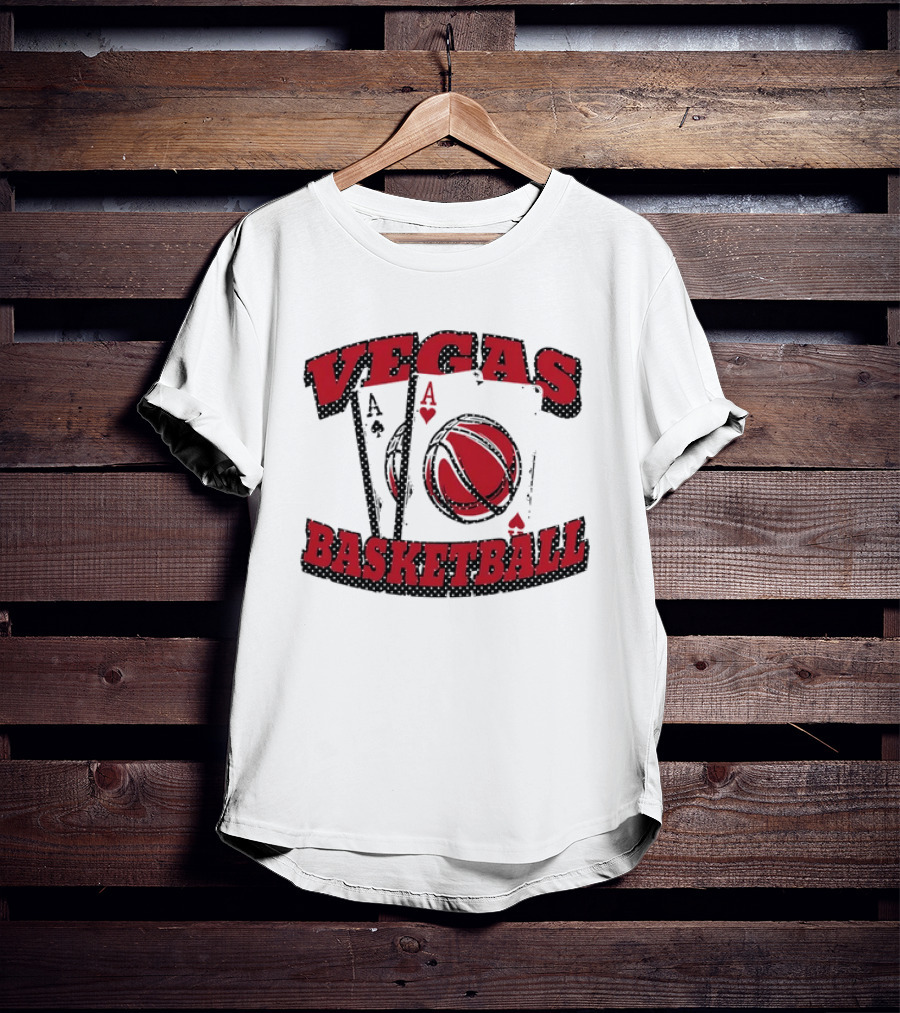 Vegas Basketball Poker Aces Playing Cards Red T-Shirt