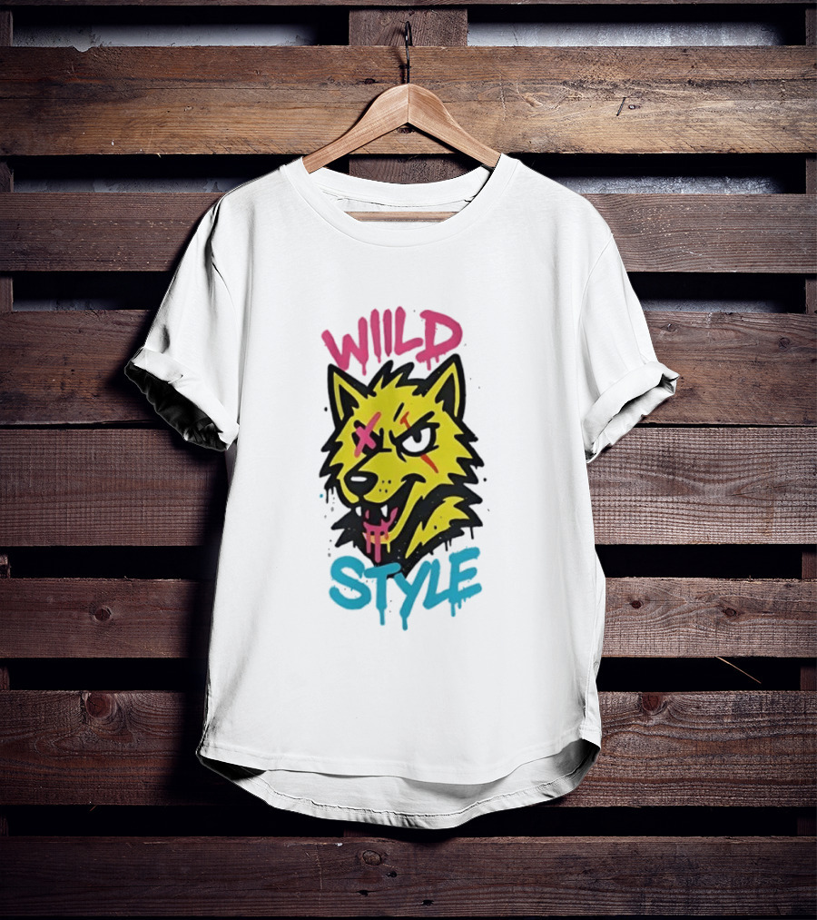 Wild Wolf Wild Style Graffiti Art Urban Streetwear T-Shirt
