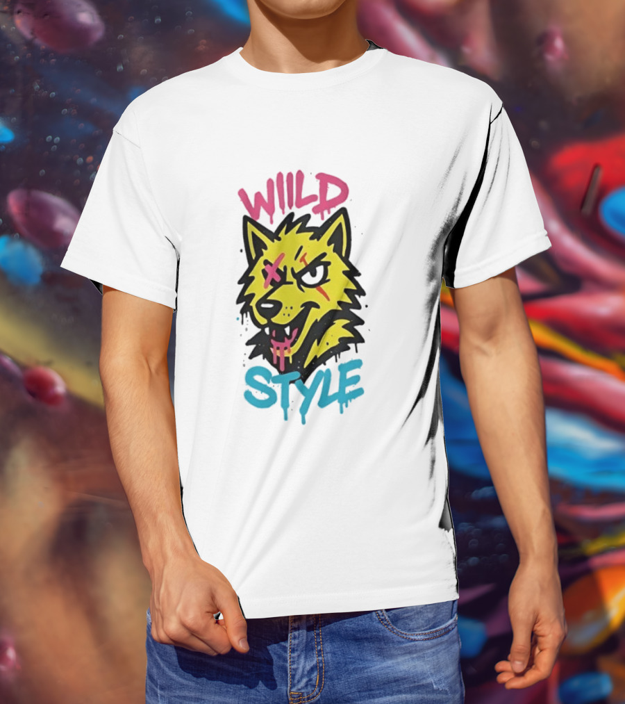Wild Wolf Wild Style Graffiti Art Urban Streetwear T-Shirt