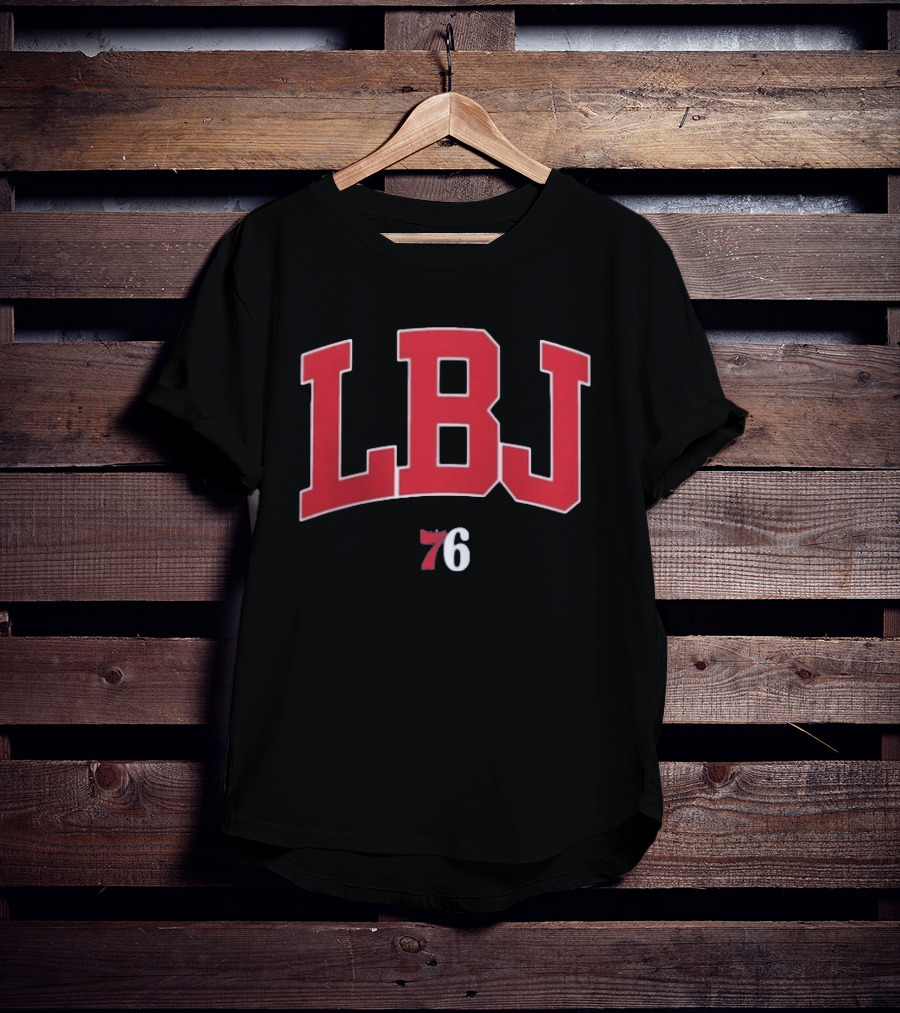 LBJ 76ers Red And White Text Combination T-Shirt