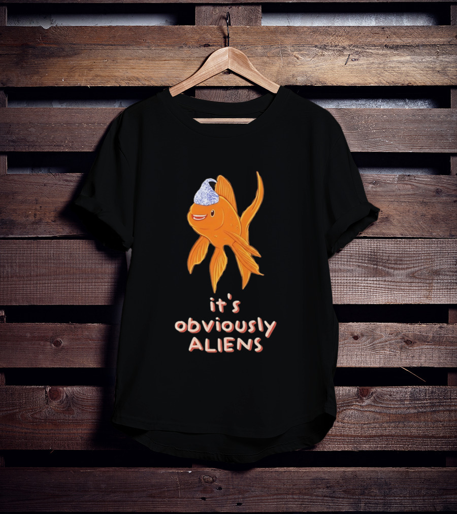 Goldfish Tin Foil Hat It's Obviously Aliens T-Shirt