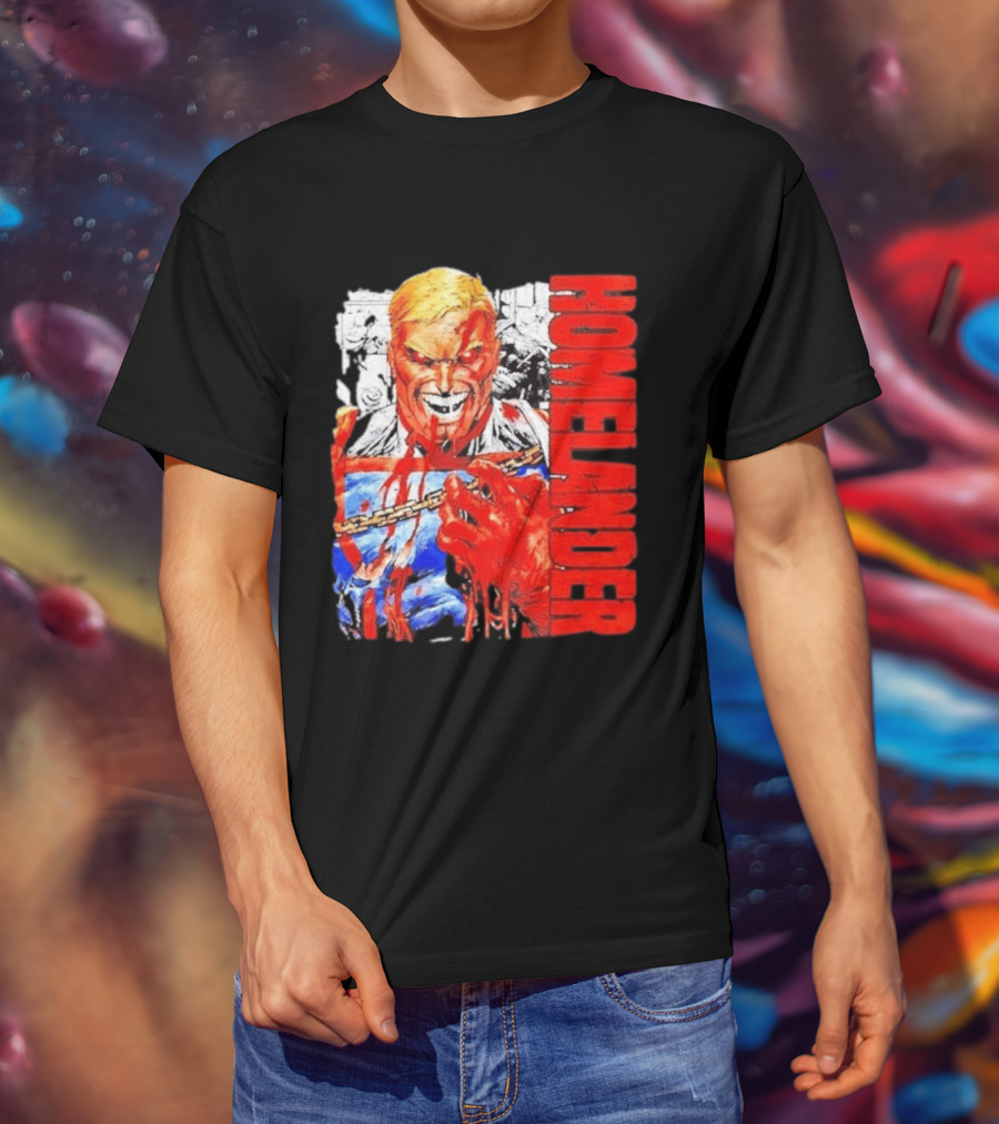 Homelander The Boys Superhero Cartoon Blood Splattered Image T-Shirt