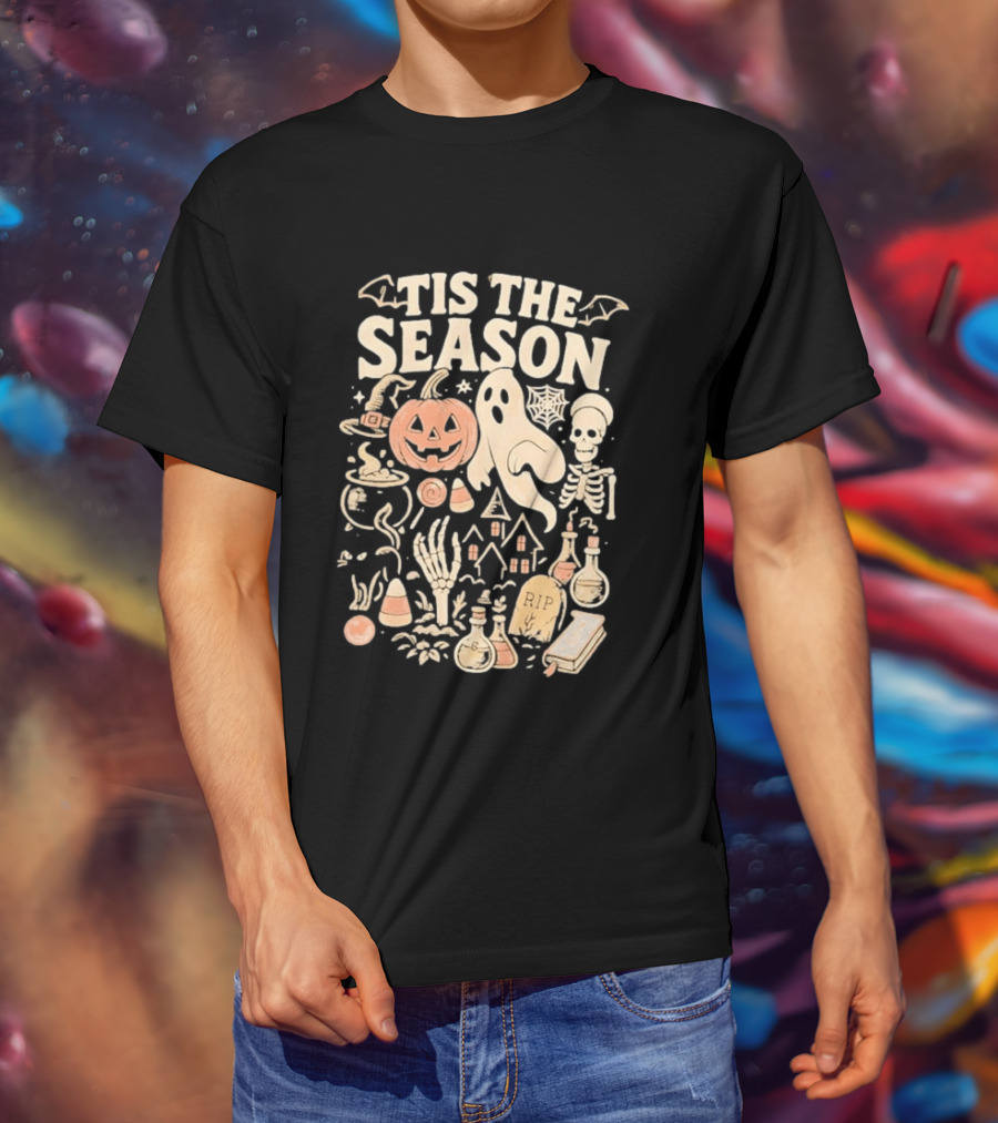 Tis The Season Pumpkin Ghost Skeleton Halloween 2026 T-Shirt