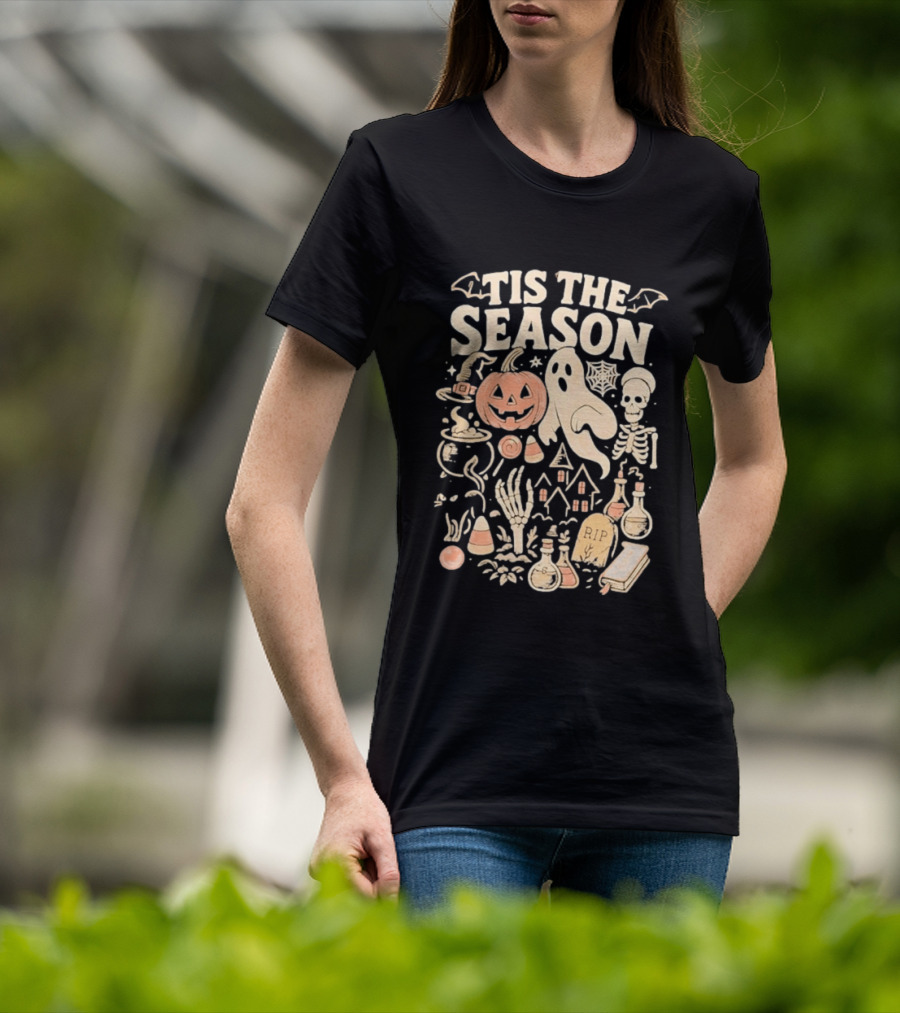 Tis The Season Pumpkin Ghost Skeleton Halloween 2026 T-Shirt