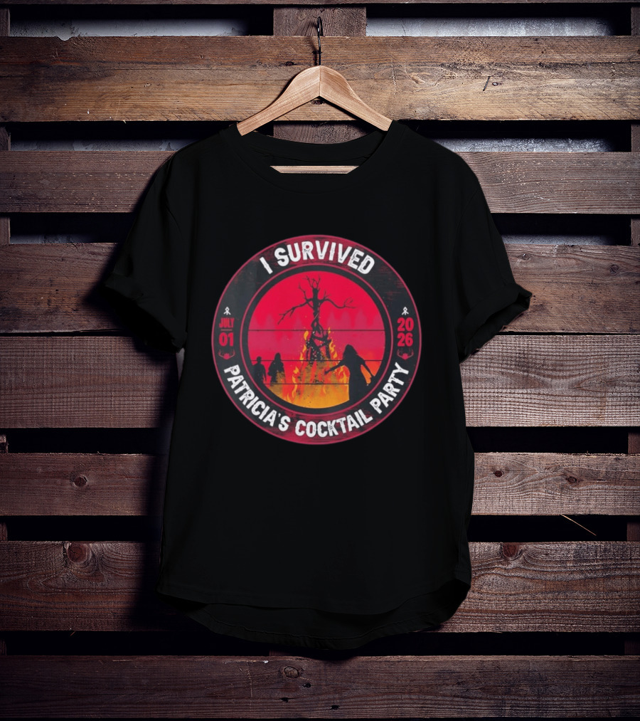I Survived Patricia's Cocktail Party July 01 2026 Witchy Bonfire Dark Forest T-Shirt
