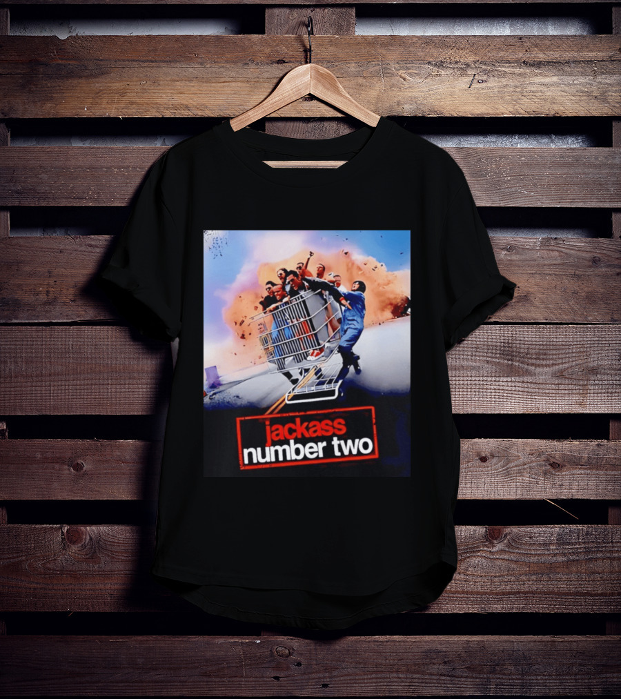 Jackass Number Two Movie Cast In Shopping Cart Action Scene Explosion T-Shirt