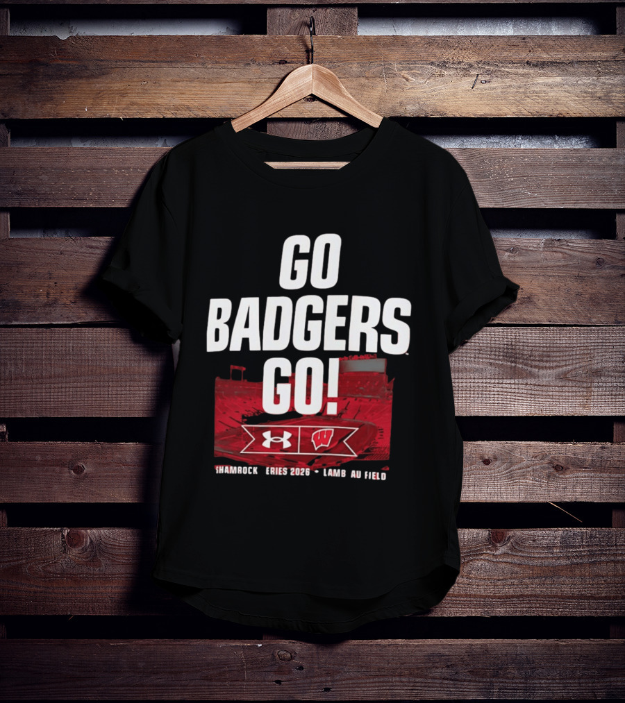 Wisconsin Badgers Go Badgers Go Shamrock Series 2026 Lambeau Field Under Armour T-Shirt