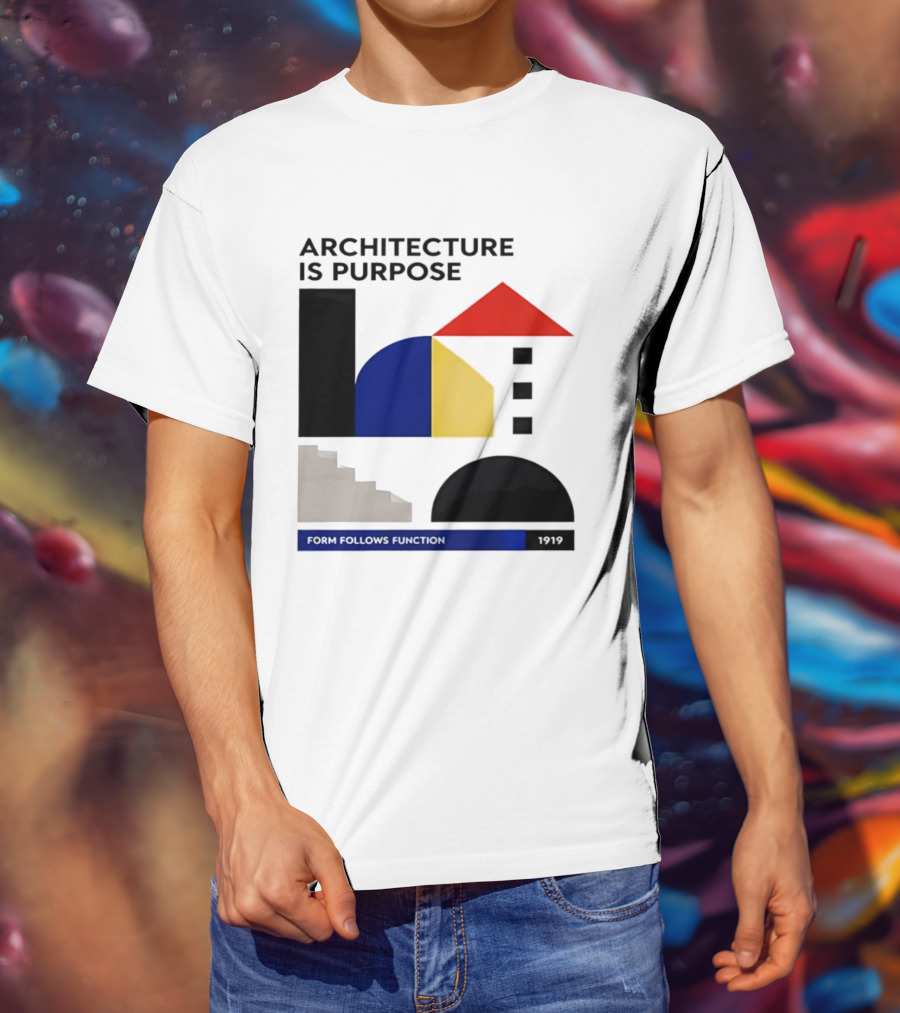 Architecture Is Purpose Form Follows Function 1919 Bauhaus Geometric Shapes T-Shirt