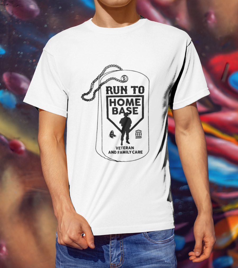 Run To Home Base Veteran And Family Care Dog Tag T-Shirt