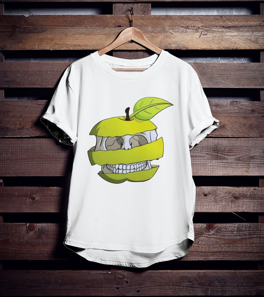 Skull Apple Forbidden Fruit Creative Slice T-Shirt