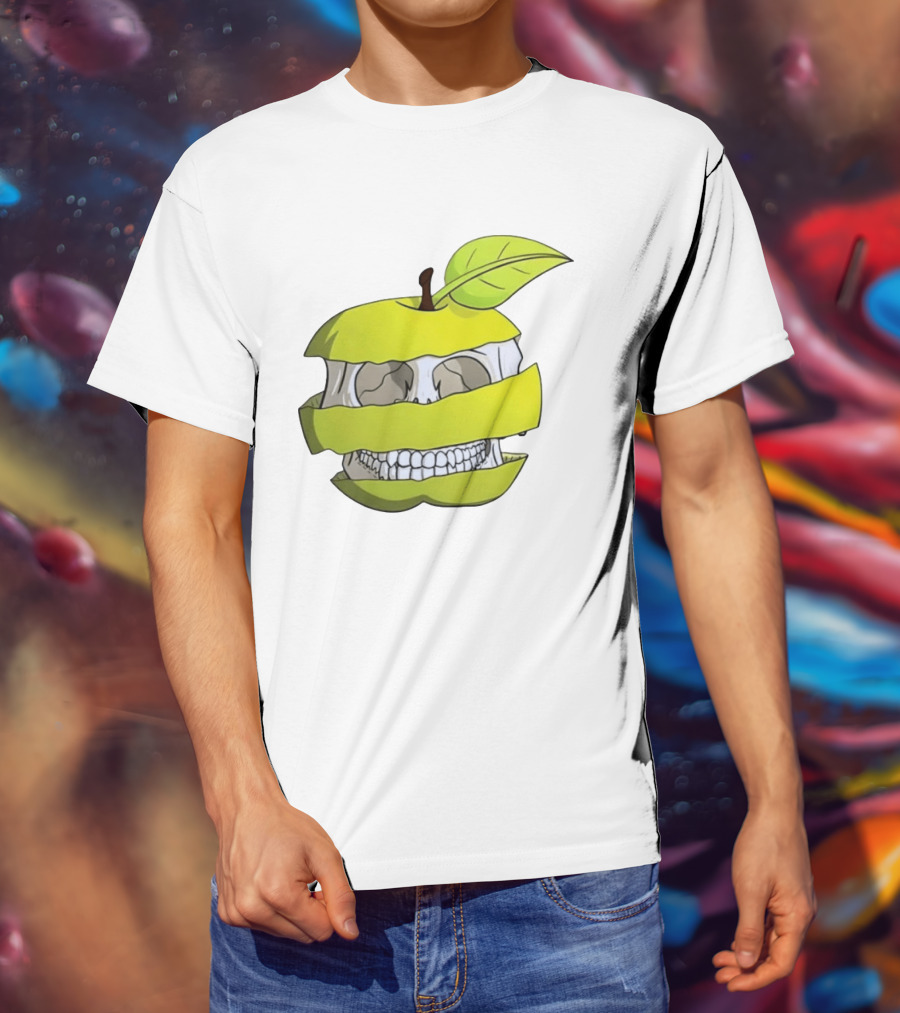 Skull Apple Forbidden Fruit Creative Slice T-Shirt