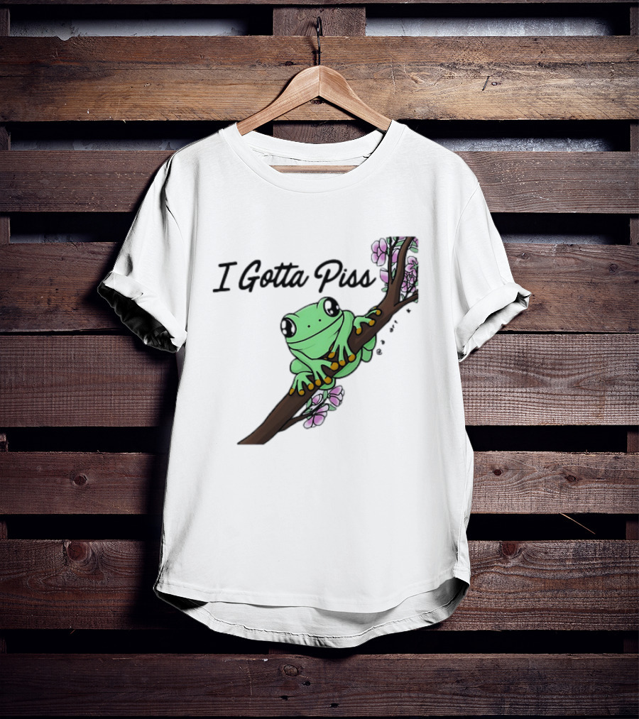 I Gotta Piss Frog On Branch With Flowers T-Shirt