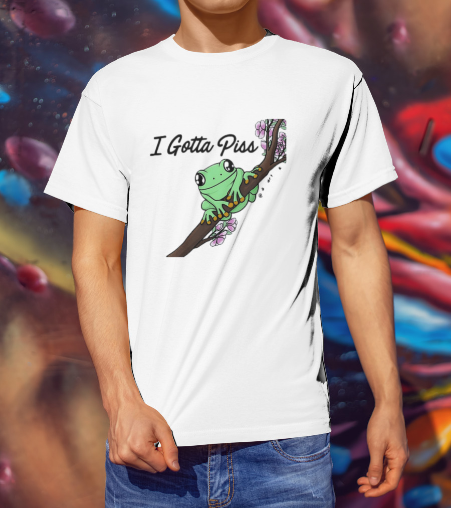 I Gotta Piss Frog On Branch With Flowers T-Shirt