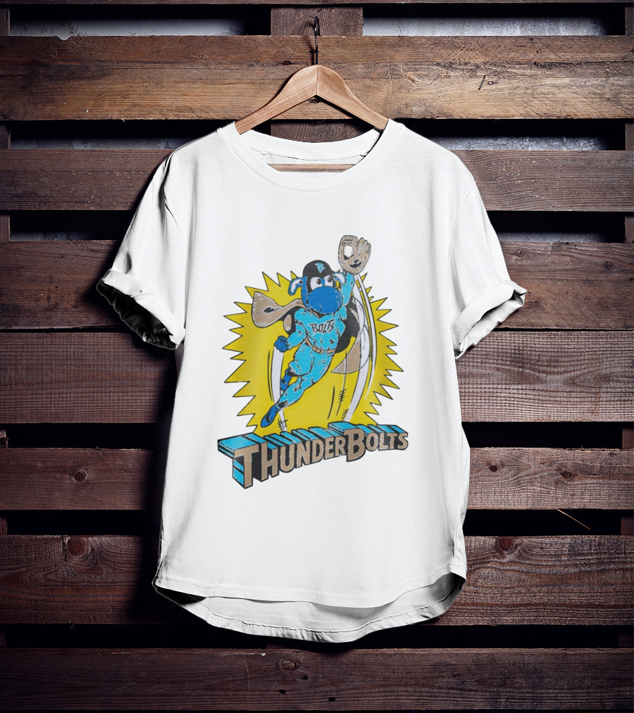 ThunderBolts Superhero Mascot Baseball Catcher T-Shirt