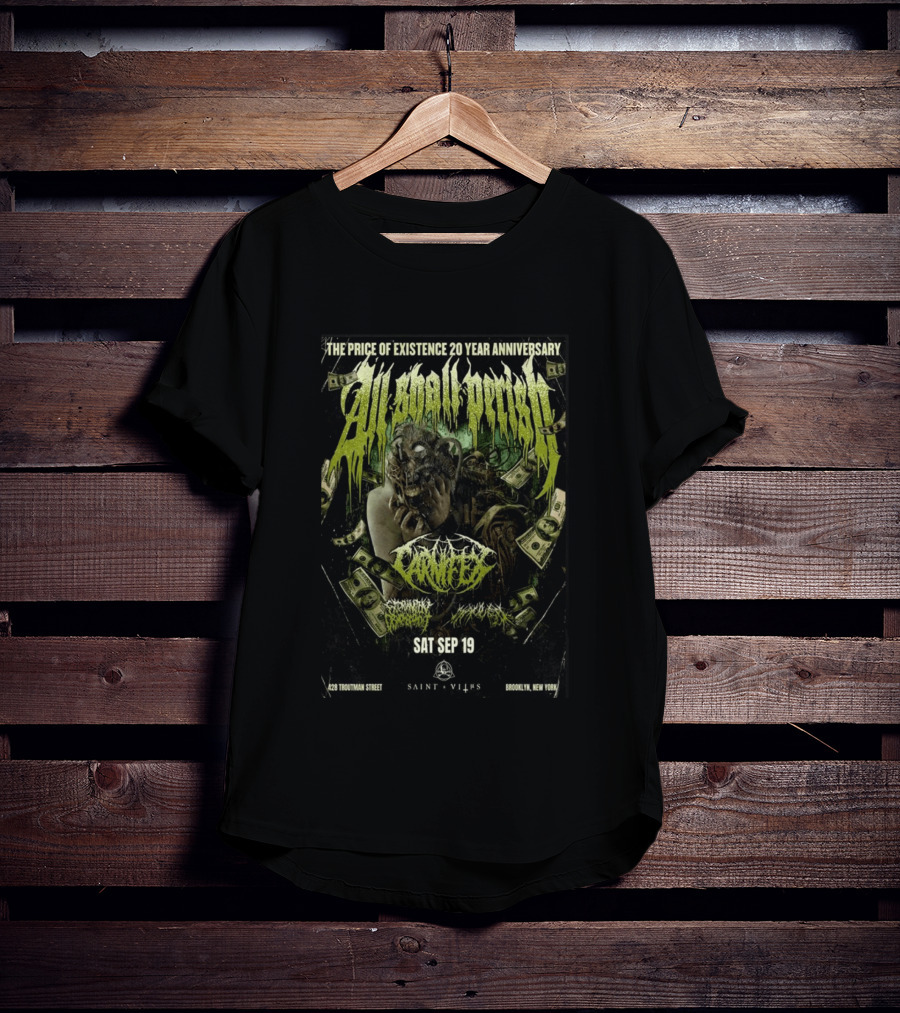 The Price Of Existence 20 Year Anniversary All Shall Perish Sat Sep 19 Brooklyn Saint Vitus T-Shirt