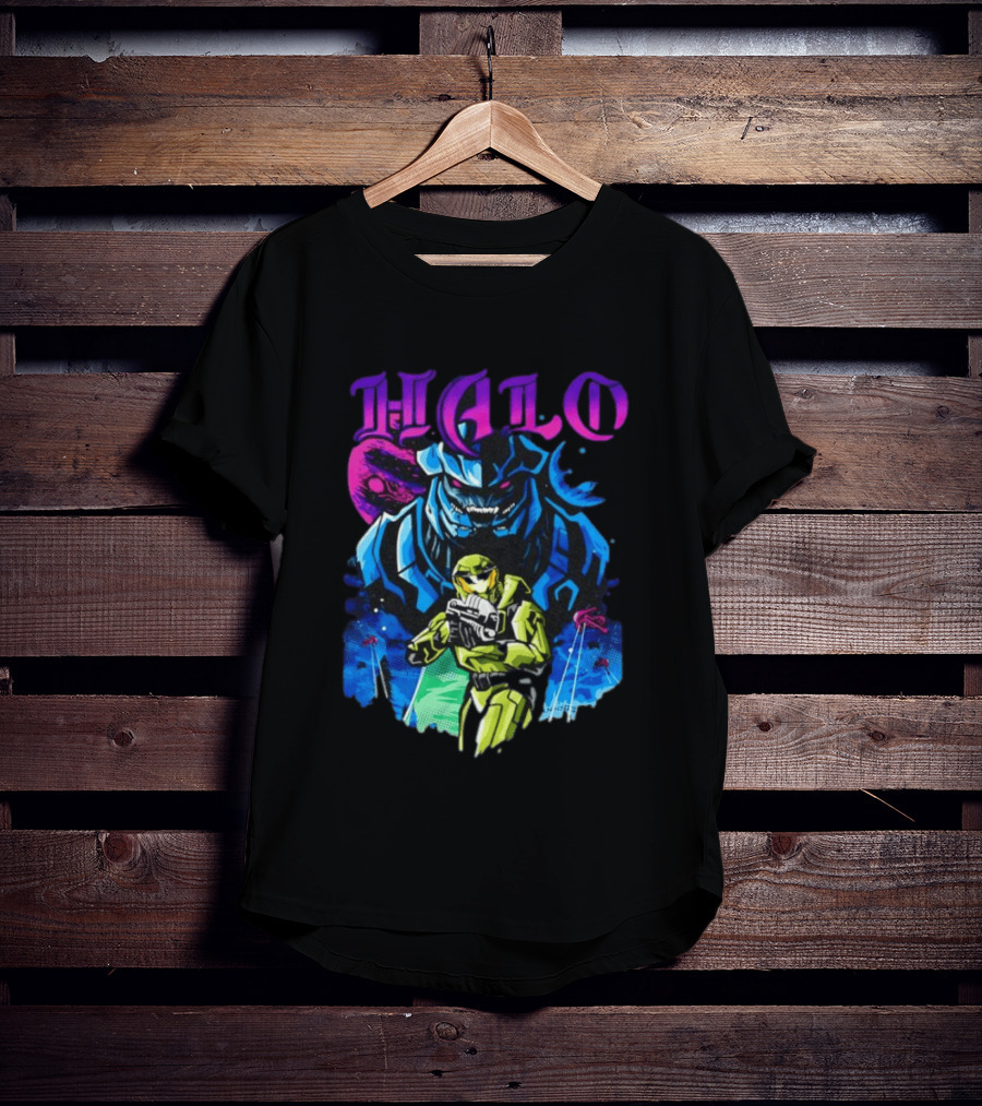 Halo Master Chief Arbiter Video Game Battle Scene T-Shirt